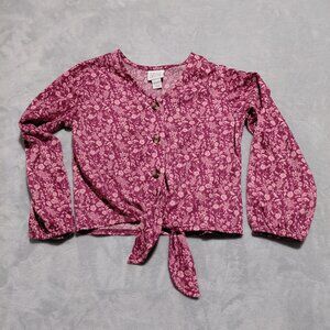 Floral Button Top Tie Front Falls Creek Size 6/6X